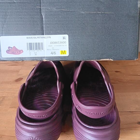 Vionic Unisex Wave Rx Recovery Clogs Port Wine /Burgundy Men’s 4/Women's 6 NWD - Picture 9 of 10